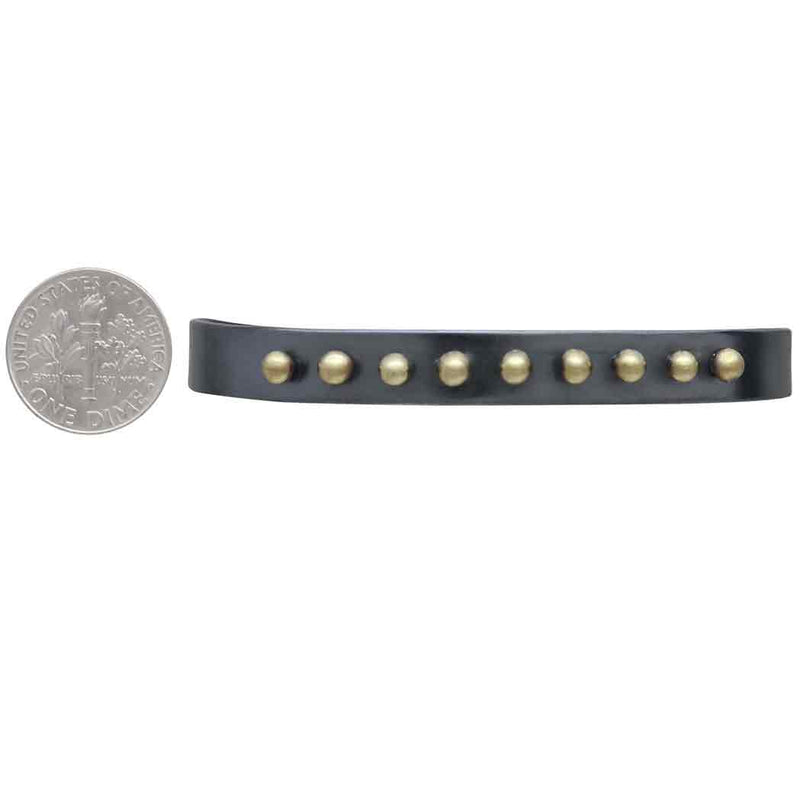 Mixed Metal Black Cuff Bracelet with Bronze Granulation - Poppies Beads n' More