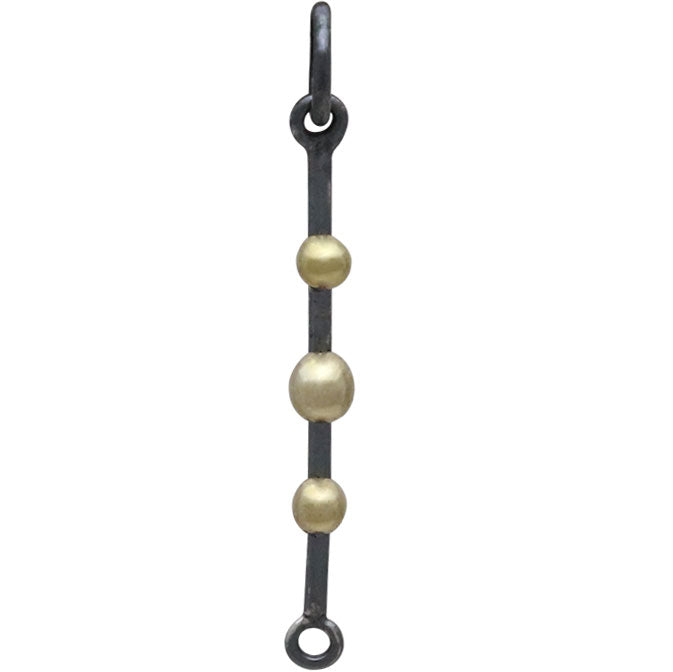 Silver Black Finish Bar Link with Bronze Dots - Poppies Beads n' More