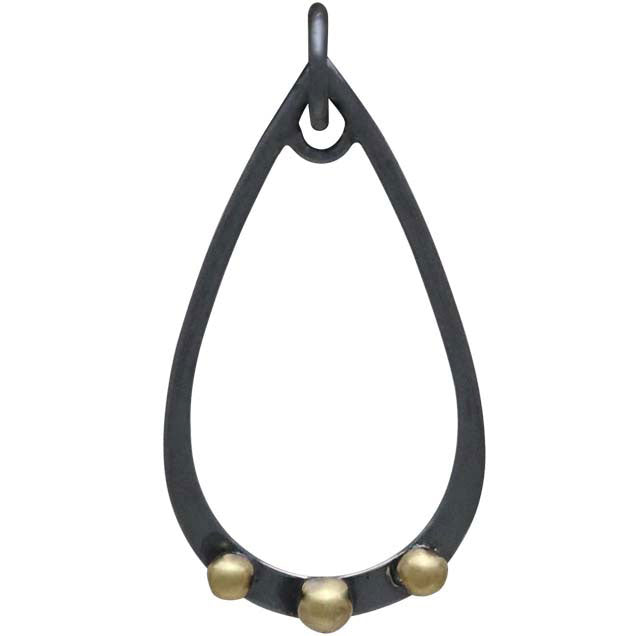Black Finish Teardrop Charm with Bronze Granulation - Poppies Beads n' More