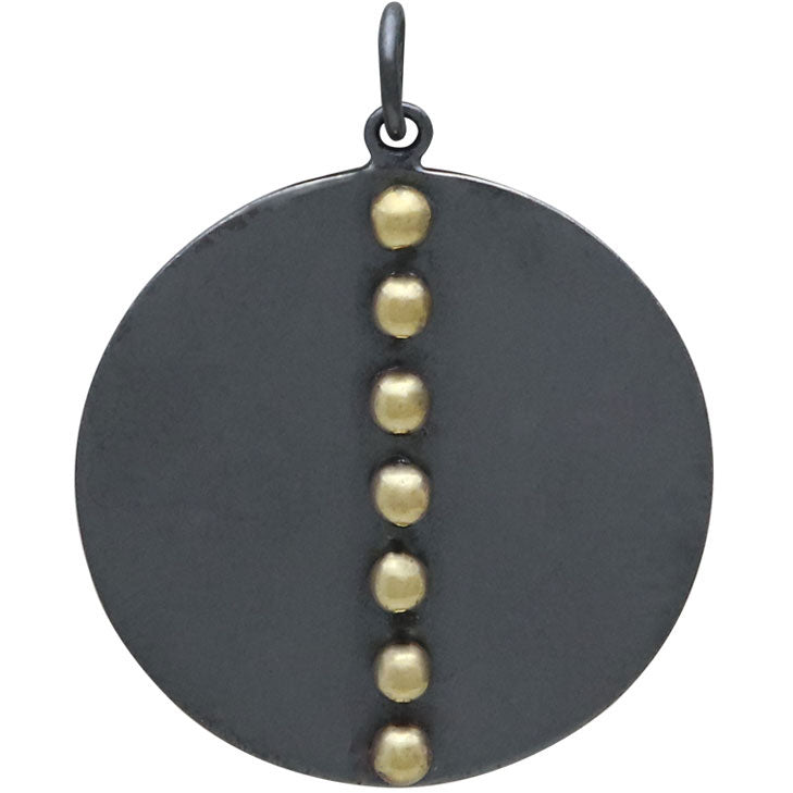 Black Finish Disk Pendant with Bronze Granulation - Poppies Beads n' More