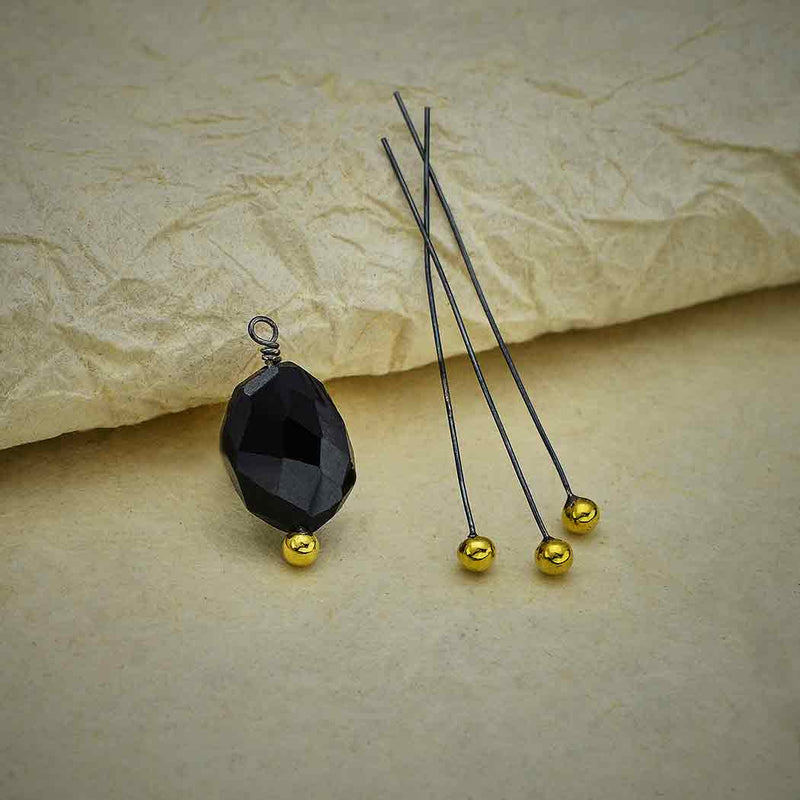Mixed Metal Headpin with Bronze Granulation 24 Gauge - Poppies Beads n' More