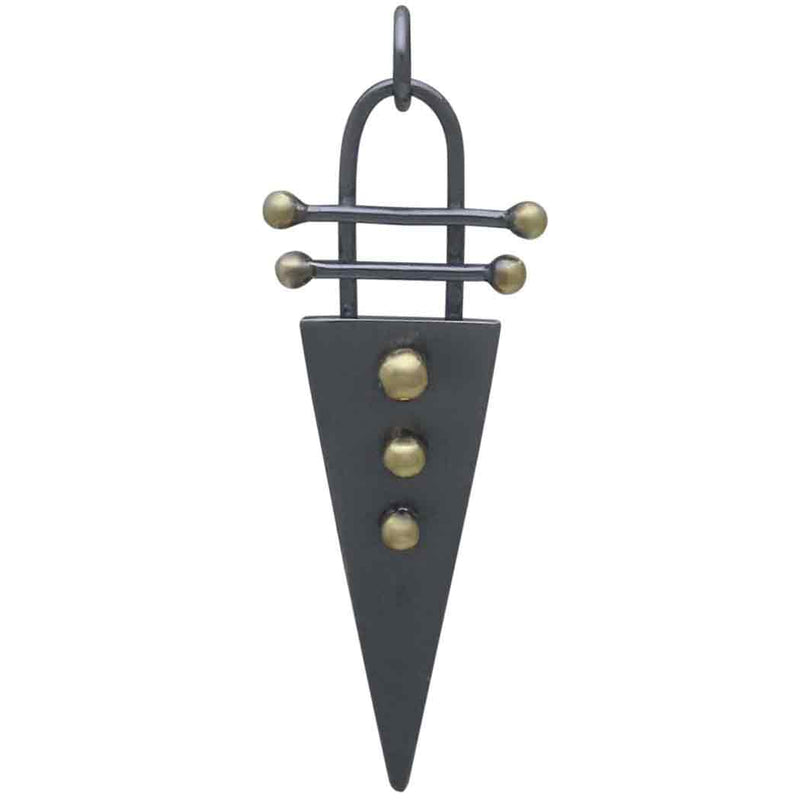 Black Finish Triangle Pendant with Bronze Granulation - Poppies Beads n' More