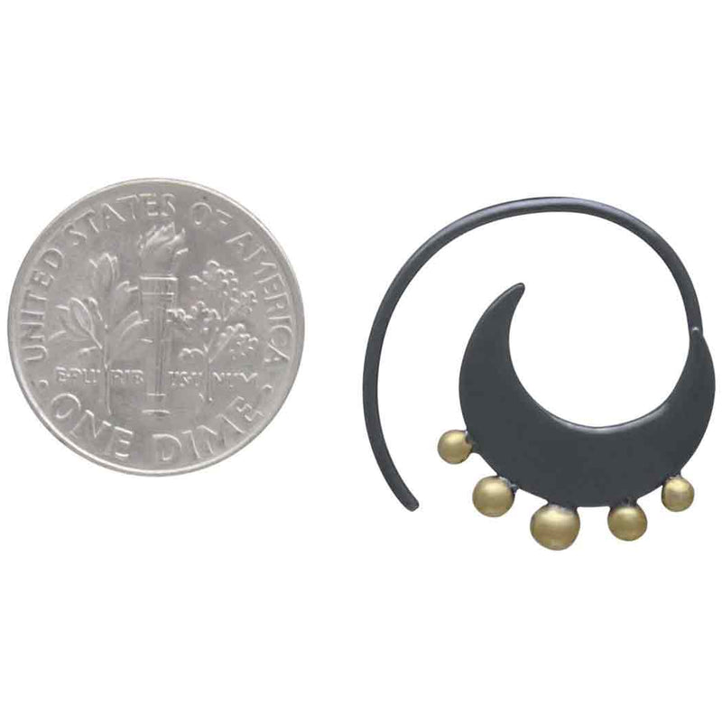 Black Finish Hoop Earring with Bronze Granulation - Poppies Beads n' More