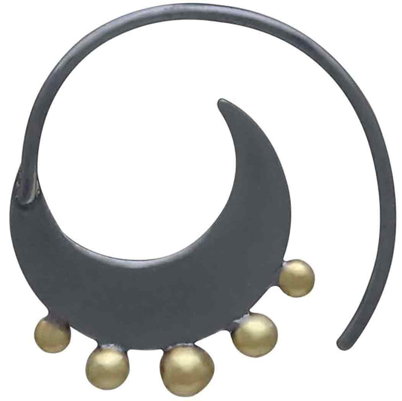 Black Finish Hoop Earring with Bronze Granulation - Poppies Beads n' More