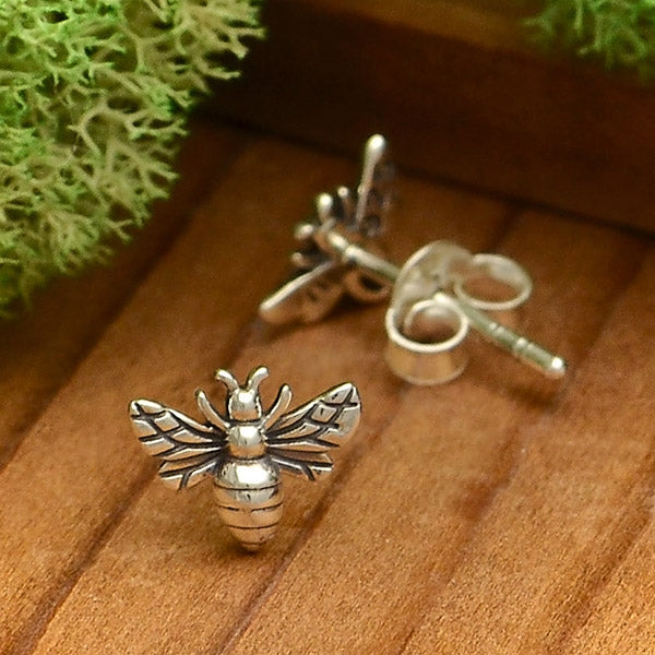 Tiny Bee Post Earrings - Poppies Beads n' More