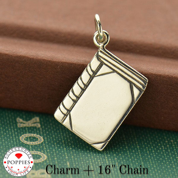 Sterling Silver Book Charm - Flat - Poppies Beads n' More