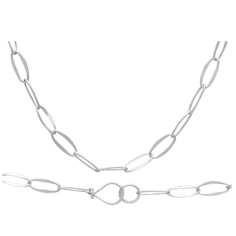 Sterling Silver Small Paperclip Chain Necklace - 18 Inch - Poppies Beads n' More