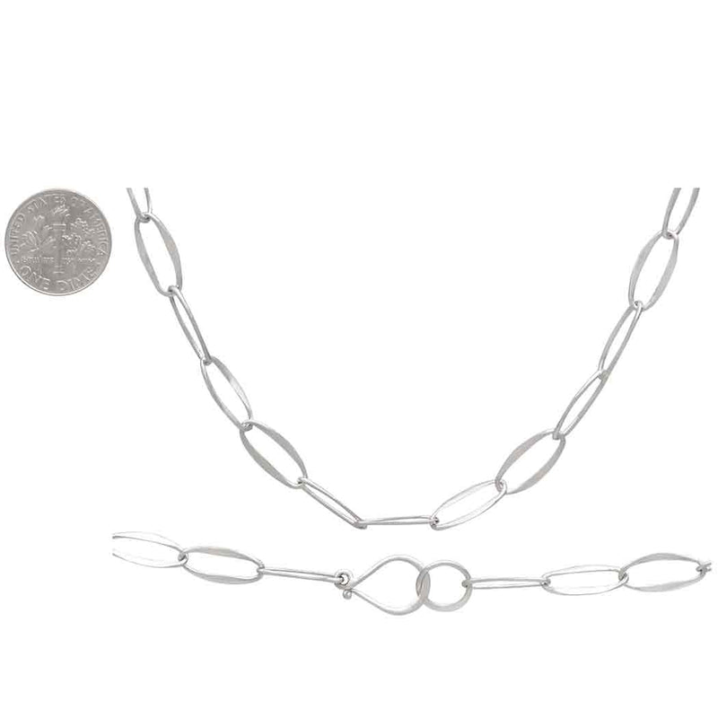 Sterling Silver Small Paperclip Chain Necklace - 18 Inch - Poppies Beads n' More
