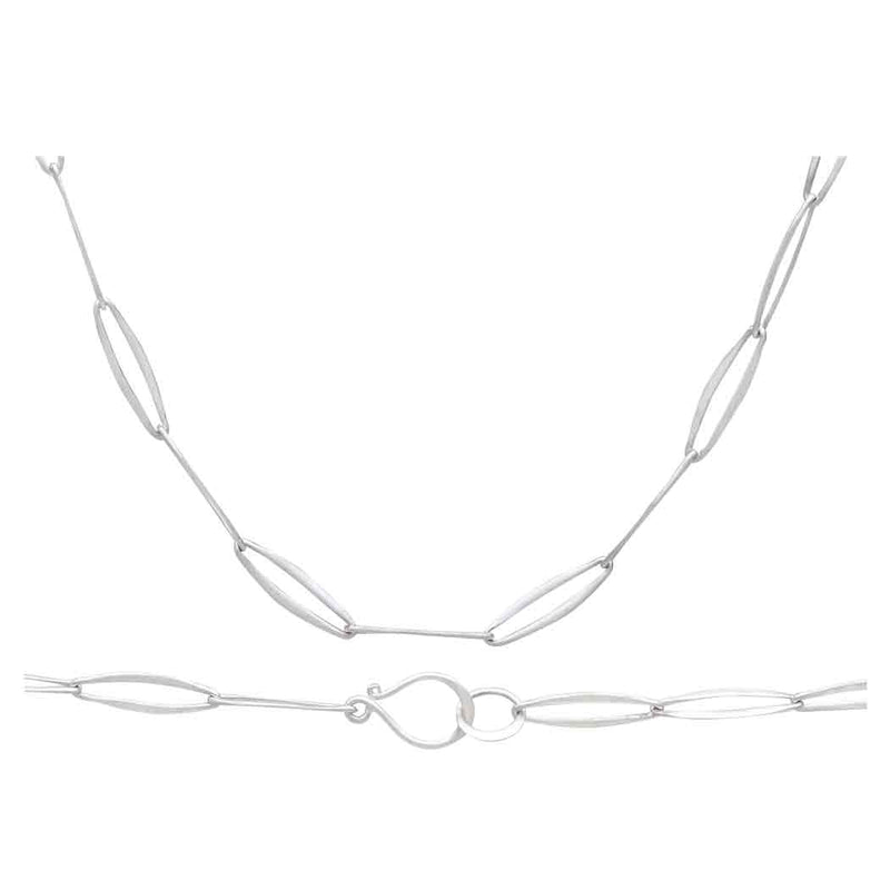Sterling Silver Long Paperclip Chain Necklace - 18 Inch - Poppies Beads n' More