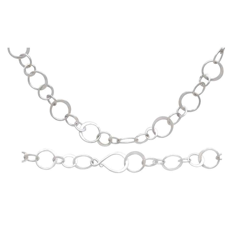 Sterling Silver Handmade Circle Chain Necklace - 18 Inch - Poppies Beads n' More