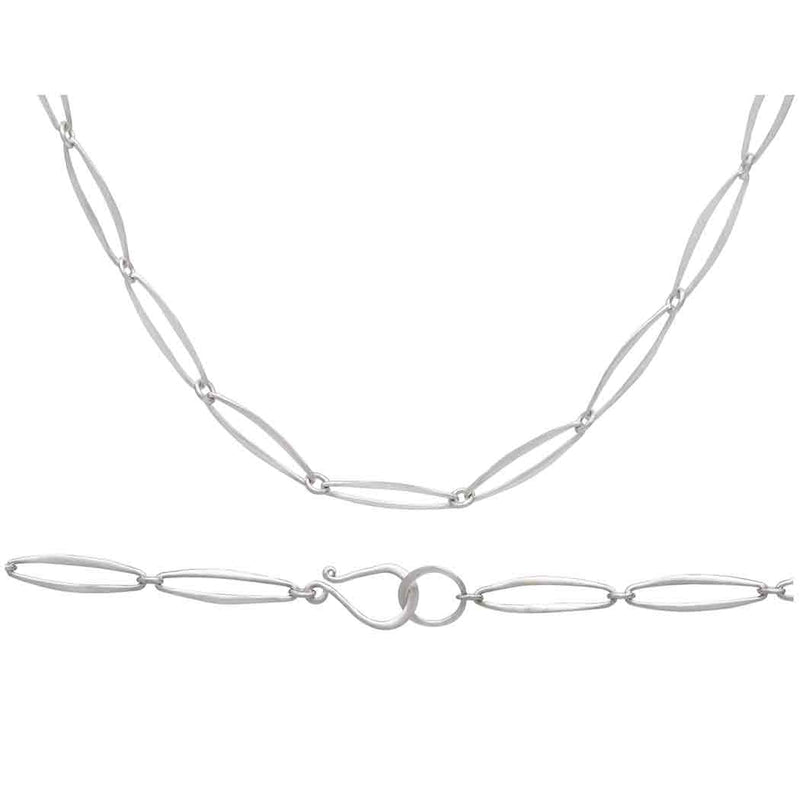 Sterling Silver Alternating Paperclip Link Necklace 18 Inch - Poppies Beads n' More