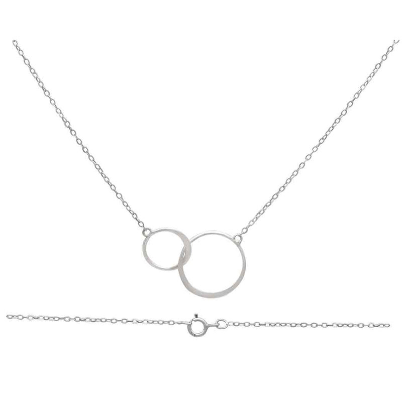 Sterling Silver Necklace with Two Linked Circles - Poppies Beads n' More
