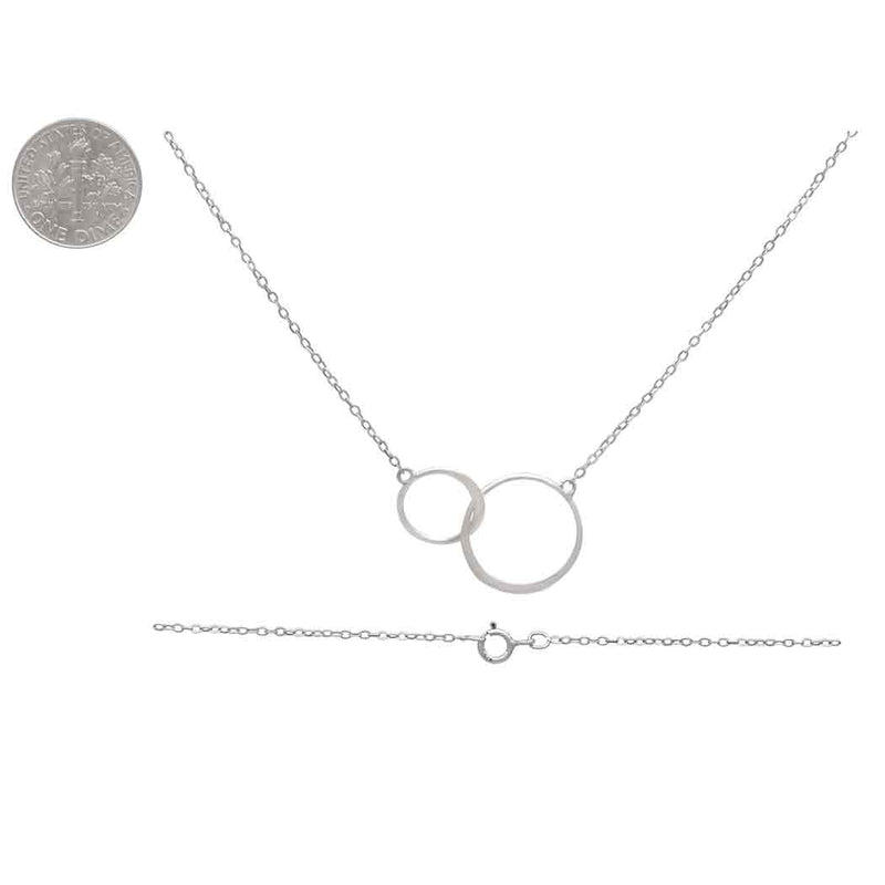 Sterling Silver Necklace with Two Linked Circles - Poppies Beads n' More