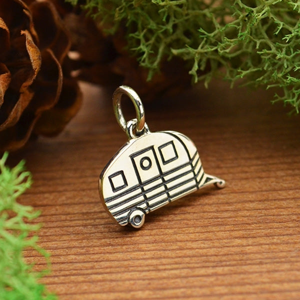 Sterling Silver Camping Trailer Charm, - Poppies Beads n' More