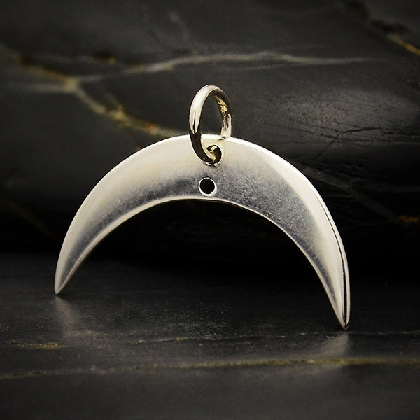Sterling Silver Crescent Moon Link with Two Holes - Poppies Beads n' More