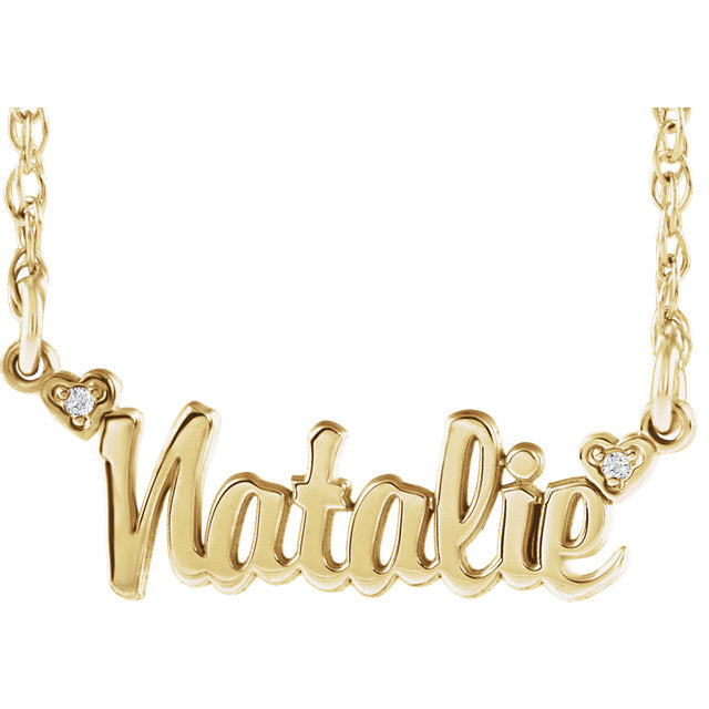 Diamond Accented Script Nameplate Necklace - Poppies Beads n' More