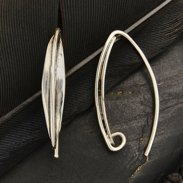 Sterling Silver Earring Hook with Long Almond Shape - Poppies Beads n' More