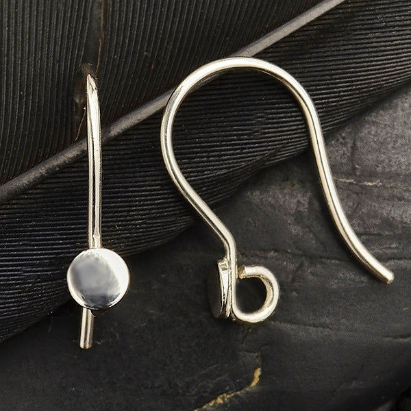 Sterling Silver Earring Hook with Silver Dot - Poppies Beads n' More