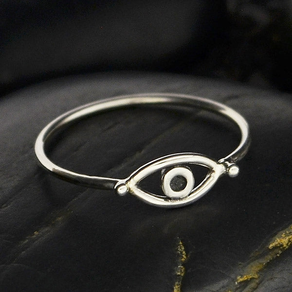 Sterling Silver Evil Eye Ring - All Seeing Eye Ring - Poppies Beads n' More