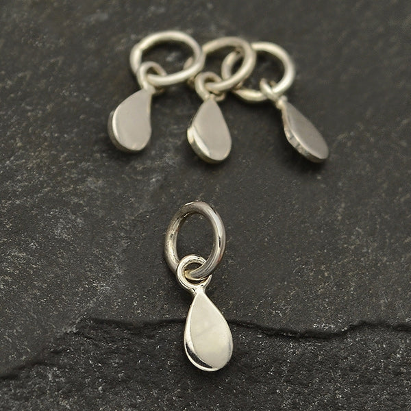Sterling Silver Flat Tiny Teardrop Charm - Poppies Beads n' More