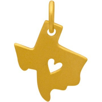 Texas State Charm with Heart Cutout - Poppies Beads n' More