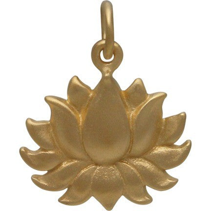 Large Textured Blooming Lotus Charm - Poppies Beads n' More