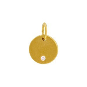 Small Round Charm with Genuine Diamond - Poppies Beads n' More