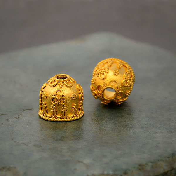 Gold Domed Cone Cord End Bead - Poppies Beads n' More