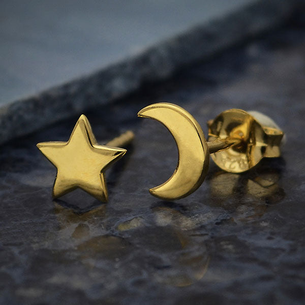 Moon and Star Post Earrings
