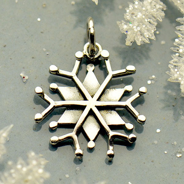 Sterling Silver Snowflake Charm with Wire and Granulation - Poppies Beads n' More