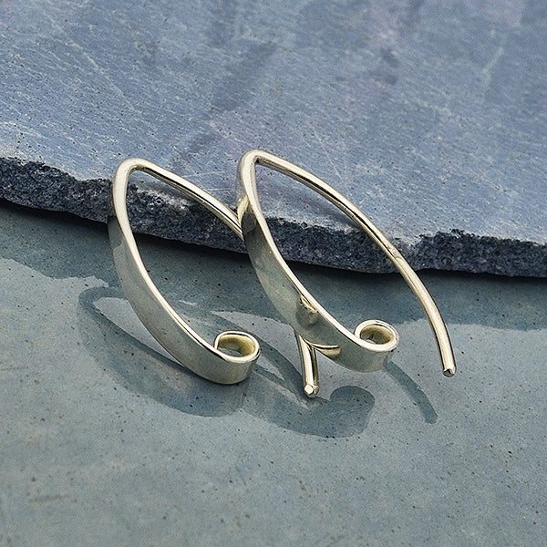 Sterling Silver Ear Wire - Long Smooth with Hidden Loop - Poppies Beads n' More