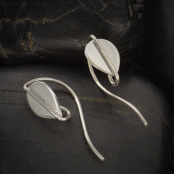 Sterling Silver Lotus Petal Earring Hook with Center Wire - Poppies Beads n' More