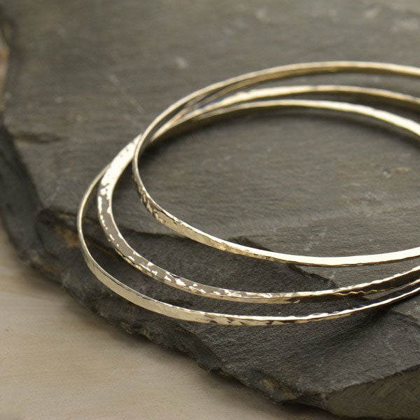 Hammered Sterling Silver Bangle Bracelet - Poppies Beads n' More