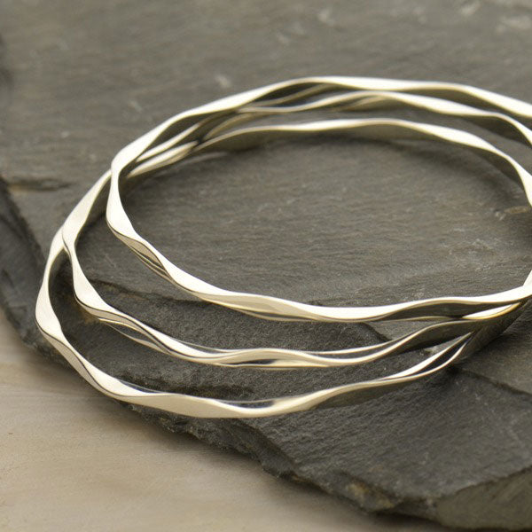 Sterling Silver Wave Bangle Bracelet - Poppies Beads n' More
