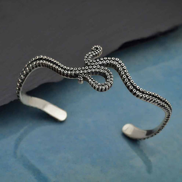 Sterling Silver Octopus Tentacle Cuff Bracelet - Poppies Beads n' More