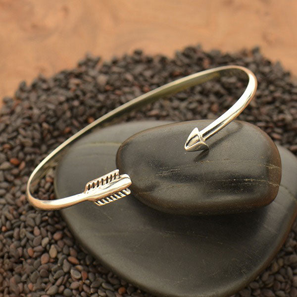 Sterling Silver Cuff Bracelet - Adjustable Arrow - Poppies Beads n' More