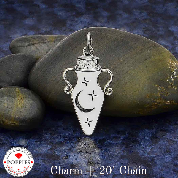 Sterling Silver Magic Potion Bottle Charm - Poppies Beads n' More
