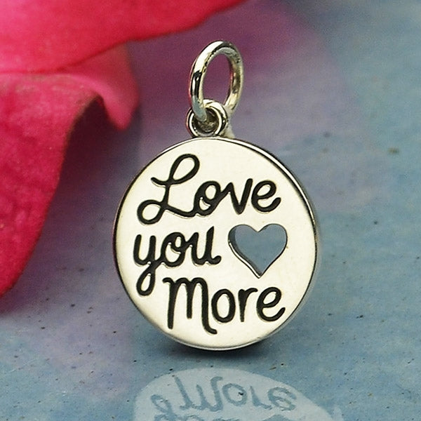 Sterling Silver Message Charm - Love You More - Poppies Beads n' More