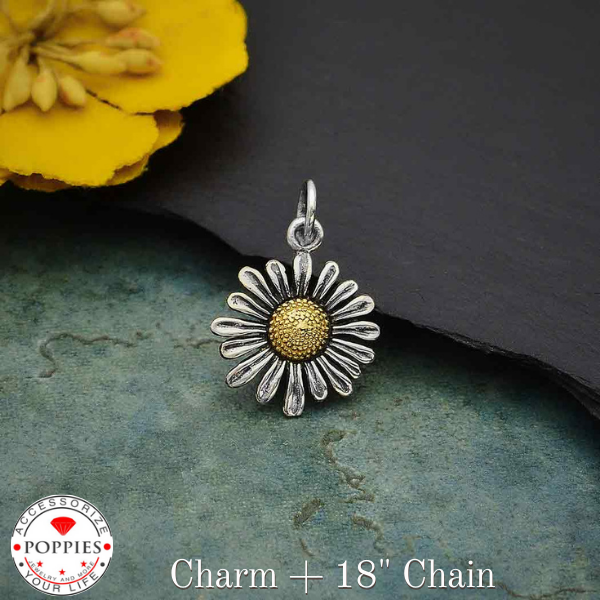 Mixed Metal Daisy Charm - Poppies Beads n' More