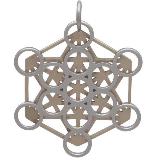 Mixed Metal Metatrons Cube Sacred Geometry Pendant - Poppies Beads n' More