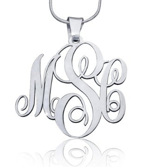 Sterling Silver Monogram Necklace - Poppies Beads n' More