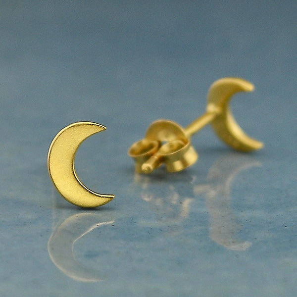 Crescent Moon Post Earrings - Poppies Beads n' More
