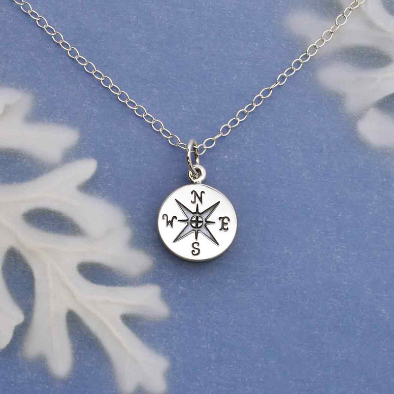 Sterling Silver Compass Necklace - Poppies Beads n' More