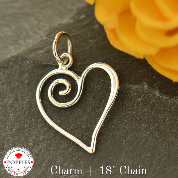 Open Heart with Swirl Charm - Poppies Beads n' More