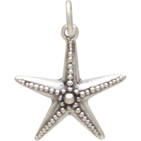 Sterling Silver Starfish with Granulation Charm - Poppies Beads n' More