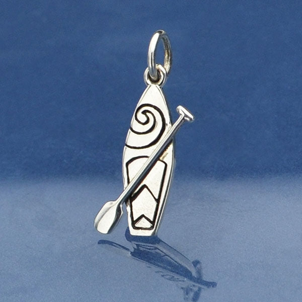 Sterling Silver SUP Charm - Stand Up Paddle Board Charm, - Poppies Beads n' More