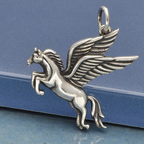 Sterling Silver Pegasus Charm - Flying Horse Charm - Poppies Beads n' More