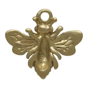 Solid 14K Gold Small Bee Charm, - Poppies Beads n' More