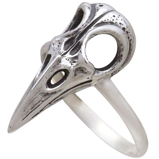 Sterling Silver Raven Skull Ring - Poppies Beads n' More