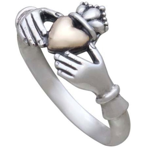 Sterling Silver Claddagh Ring with Bronze Heart - Poppies Beads n' More